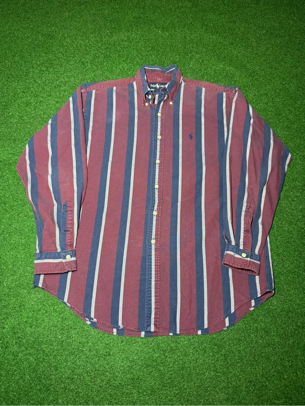 Polo Ralph Lauren Button Up Shirt Large Vintage 90s Preppy Designer Cotton Shirt